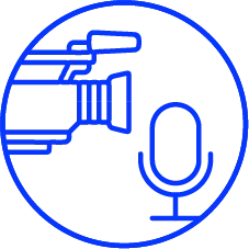 câmeras 6k e microfones Shure SM7B, além de switcher completo Blackmagic